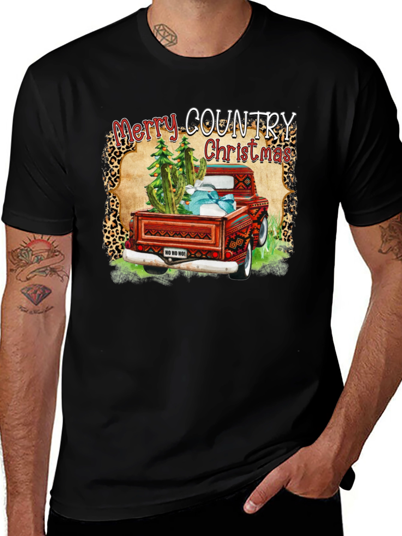 Merry Country Christmas Truck Graphic Tee