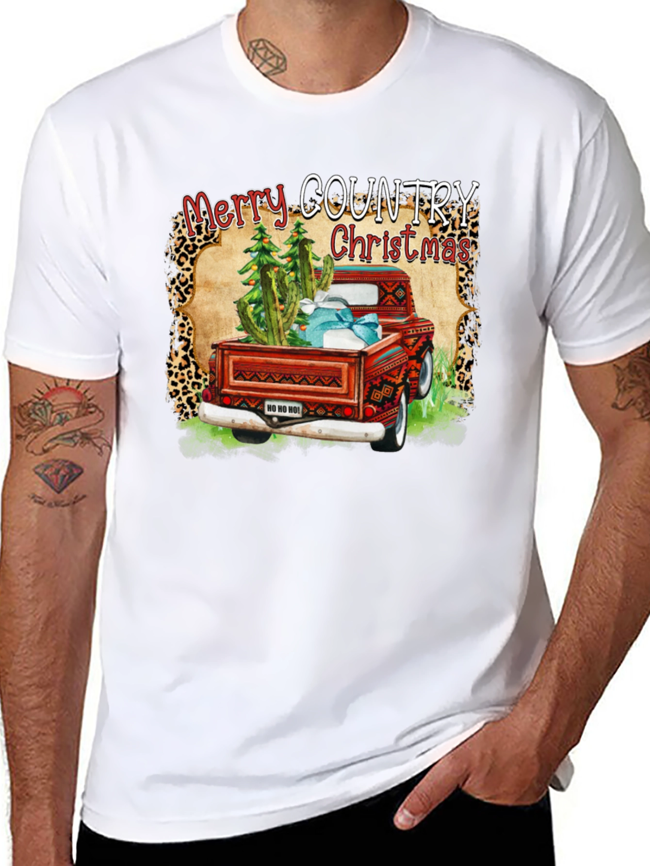 Merry Country Christmas Truck Graphic Tee