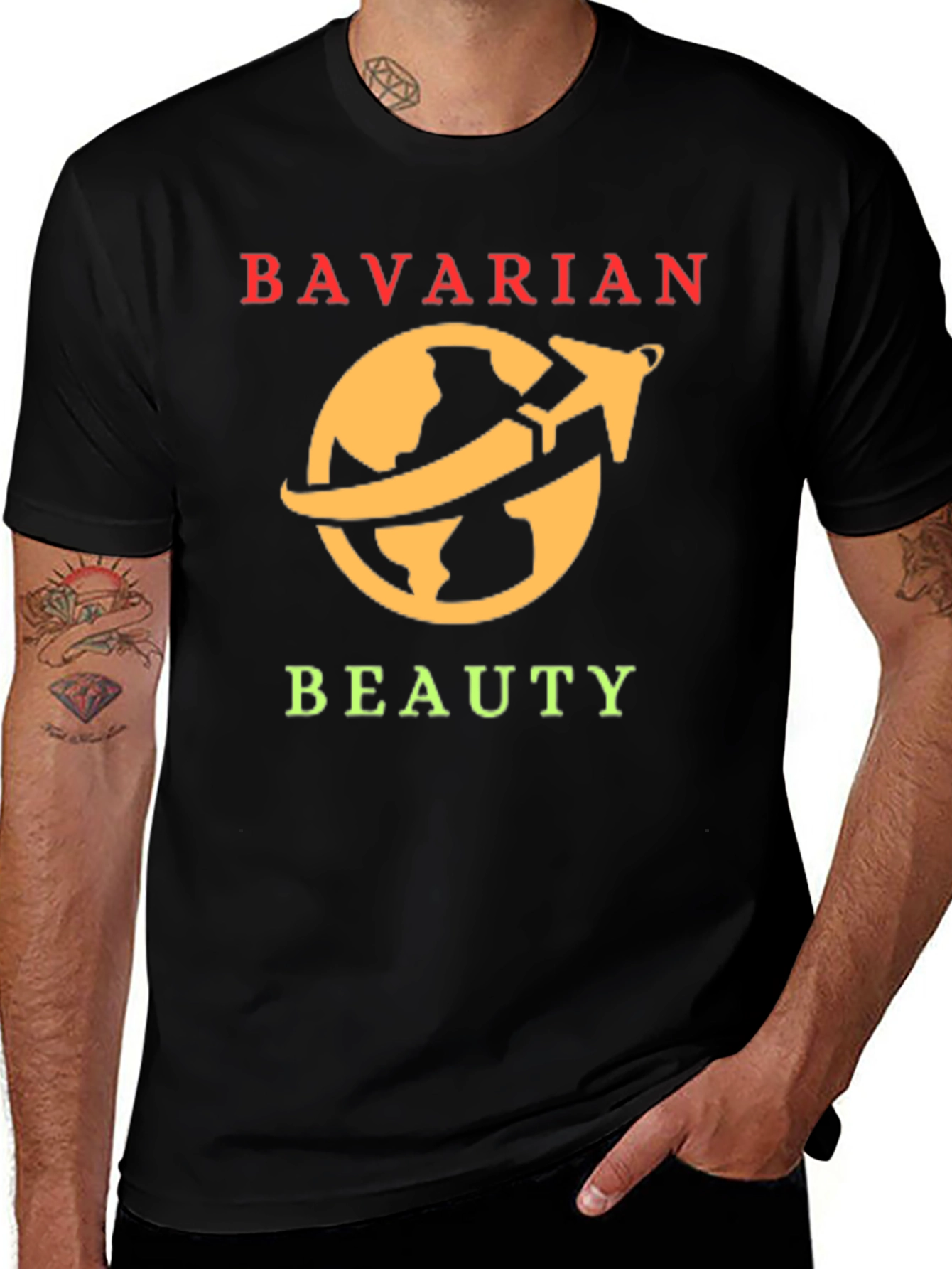 Bavarian Beauty Travel T-Shirt - Globe Airplane Graphic Tee