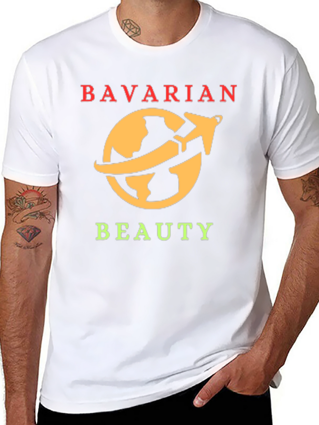 Bavarian Beauty Travel T-Shirt - Globe Airplane Graphic Tee
