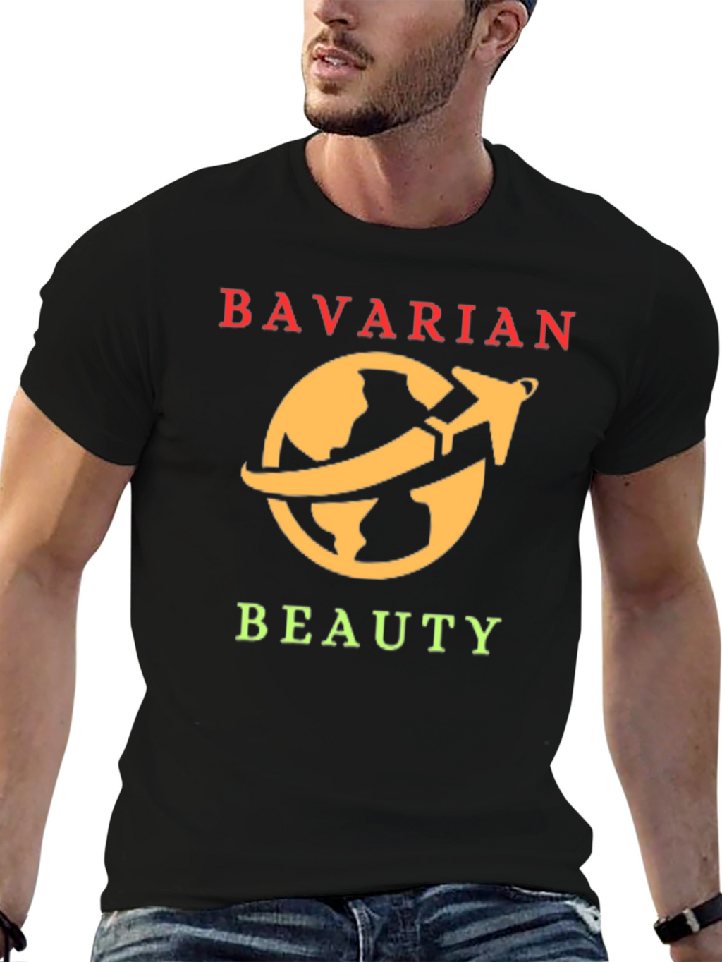 Bavarian Beauty Travel T-Shirt - Globe Airplane Graphic Tee