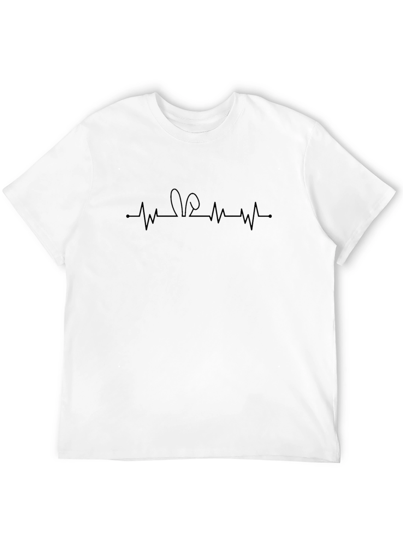 Easter Bunny Heartbeat T-Shirt - Black