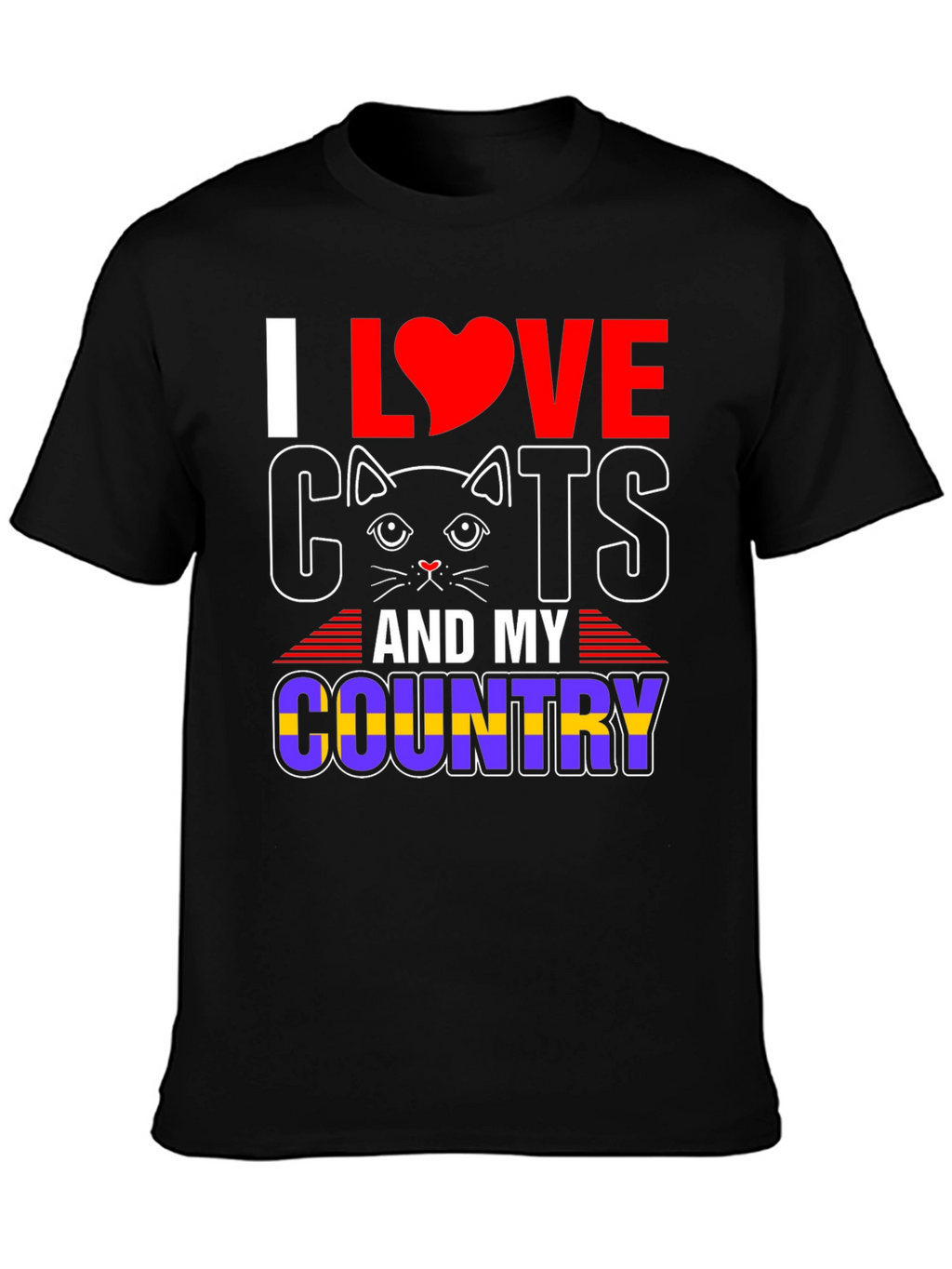 I Love Cats and My Country Graphic T-Shirt