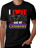I Love Cats and My Country Graphic T-Shirt