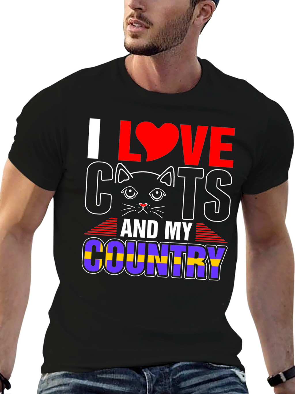 I Love Cats and My Country Graphic T-Shirt