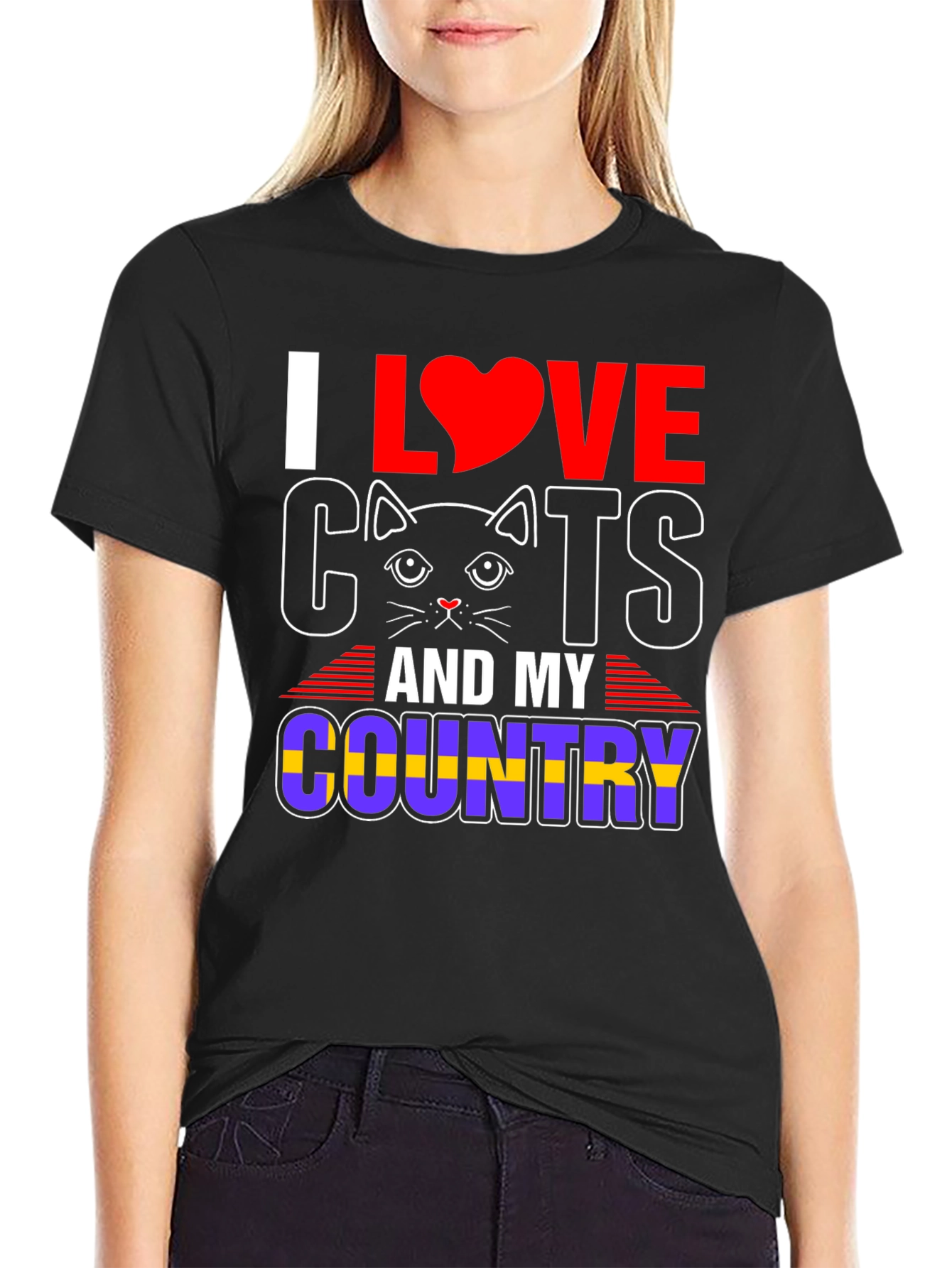 I Love Cats and My Country Graphic T-Shirt
