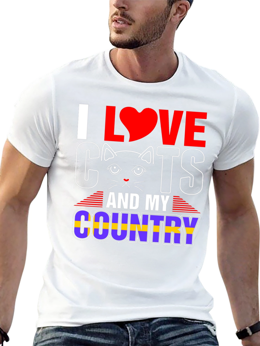 I Love Cats and My Country Graphic T-Shirt