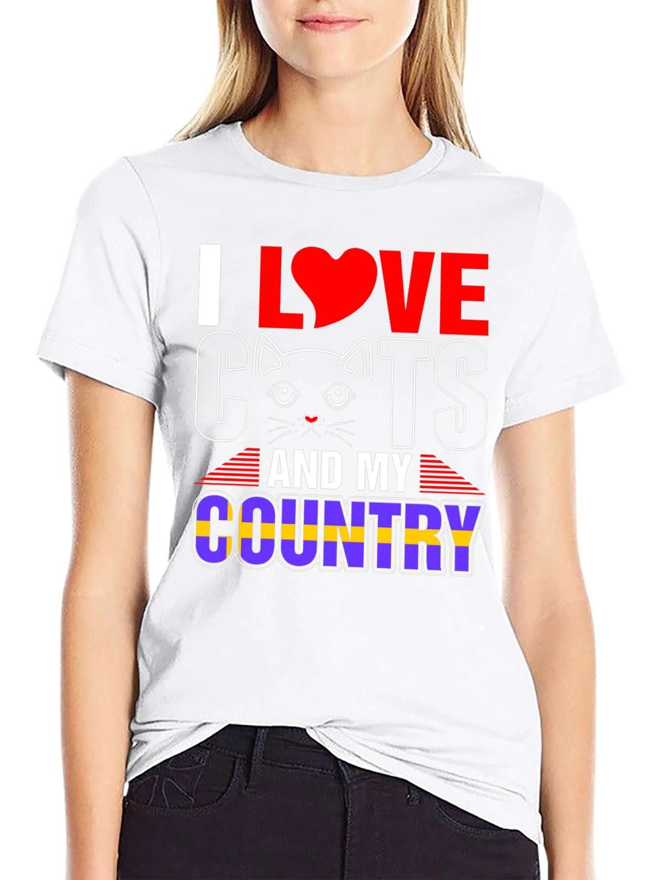 I Love Cats and My Country Graphic T-Shirt