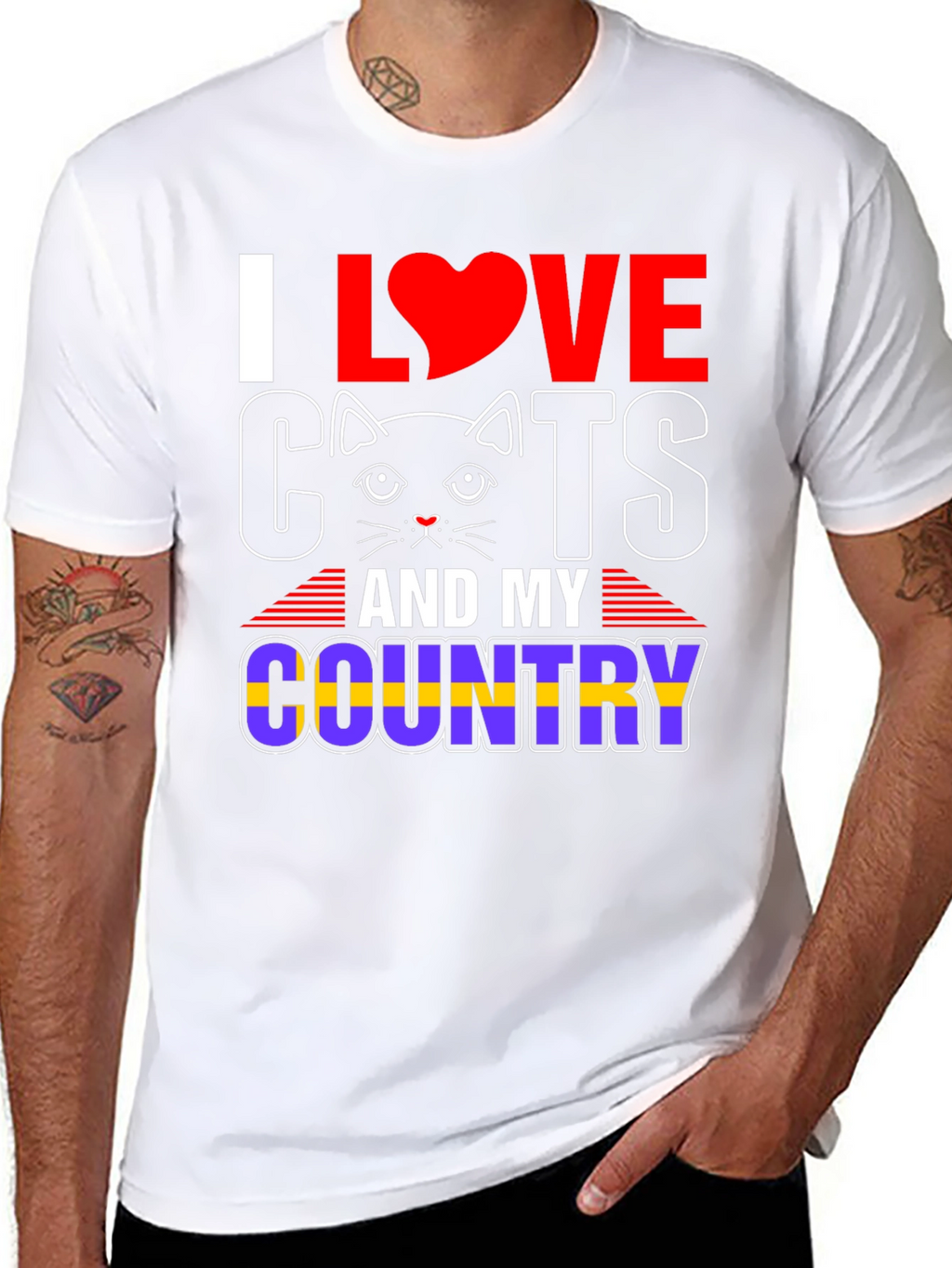 I Love Cats and My Country Graphic T-Shirt