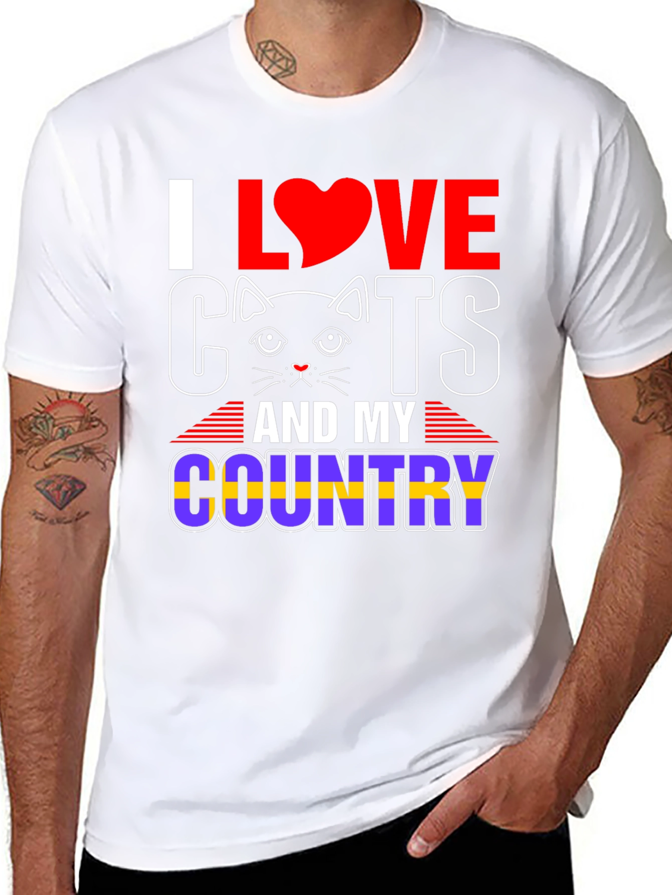 I Love Cats and My Country Graphic T-Shirt