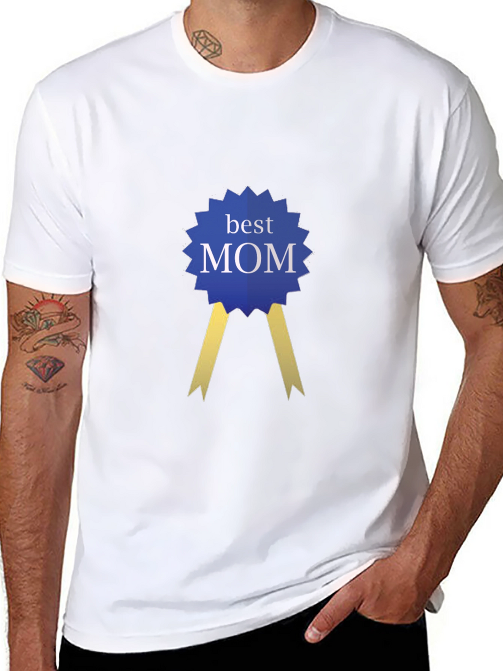 Best Mom Award Ribbon Graphic Tee - Black