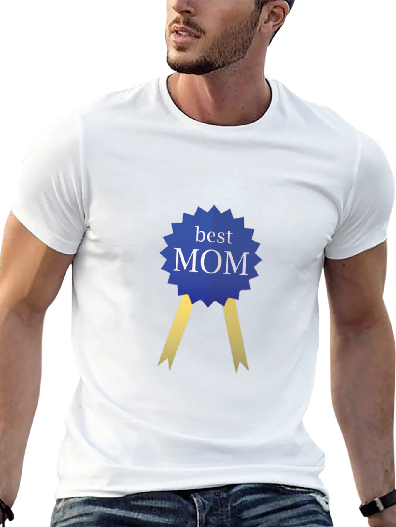 Best Mom Award Ribbon Graphic Tee - Black