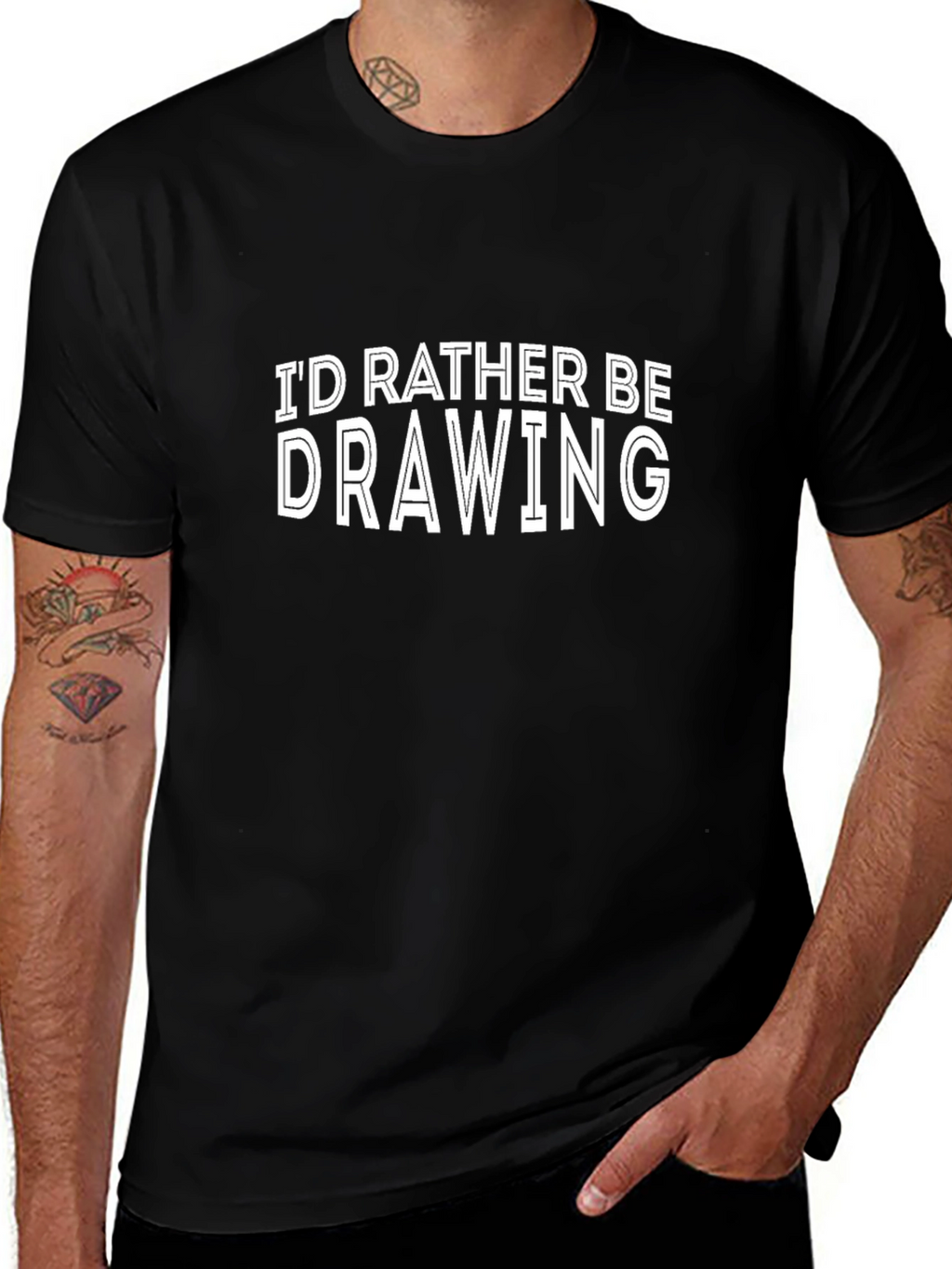 Id Rather Be Drawing Black T-Shirt