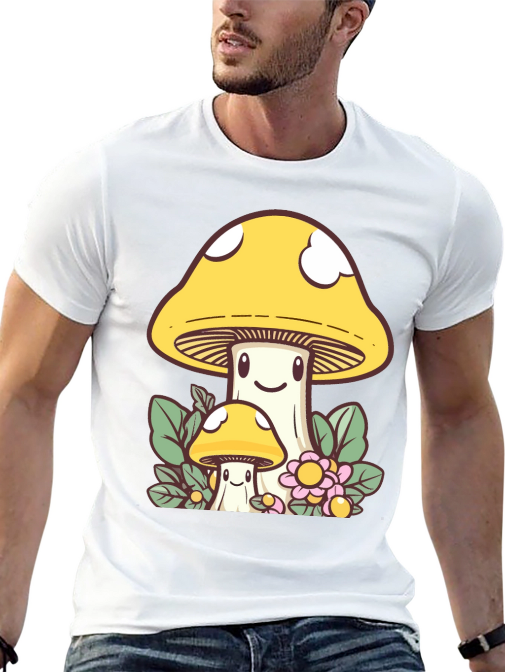 Cute Mushroom Graphic Tee - Funky Design