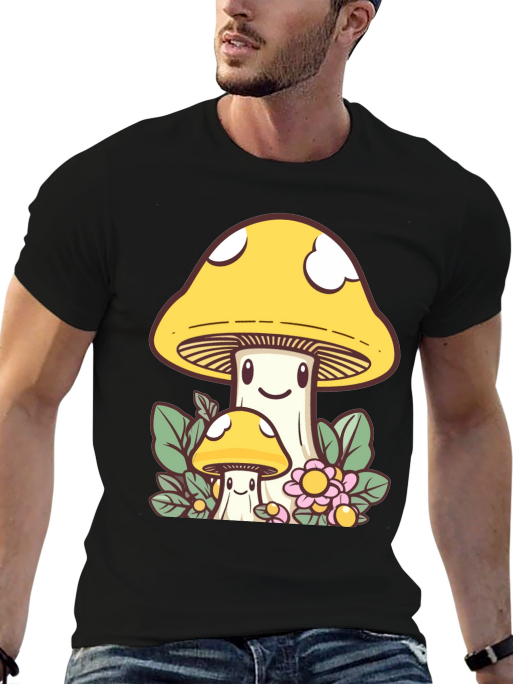 Cute Mushroom Graphic Tee - Funky Design