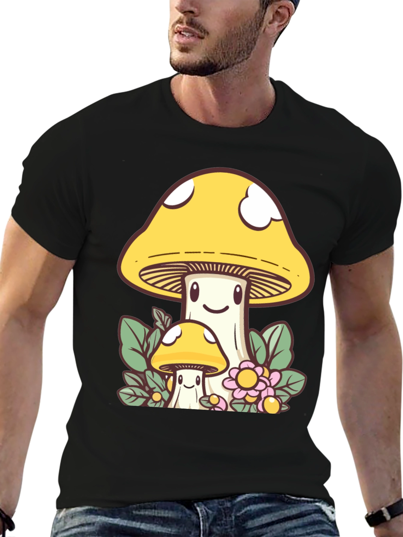 Cute Mushroom Graphic Tee - Funky Design