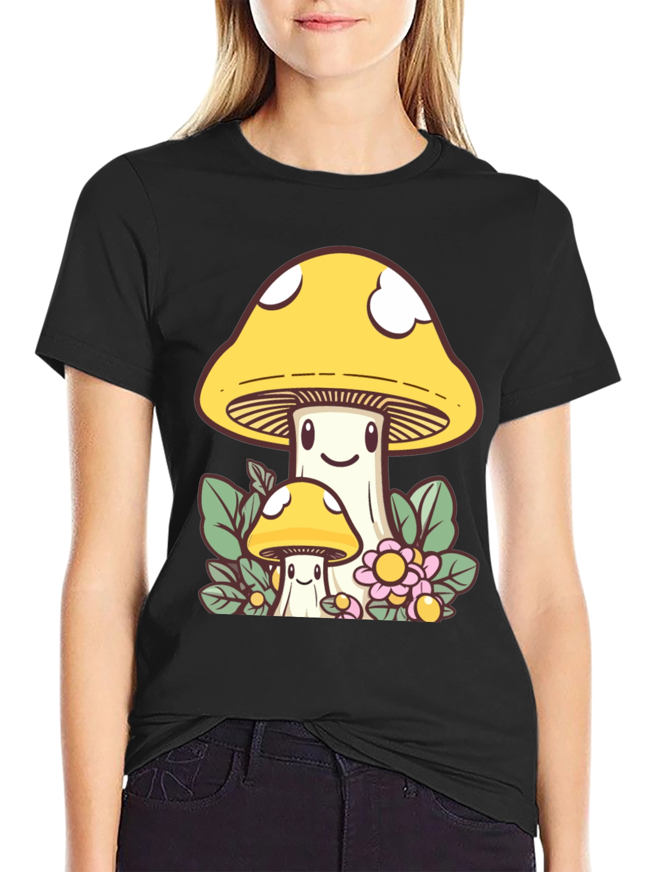 Cute Mushroom Graphic Tee - Funky Design
