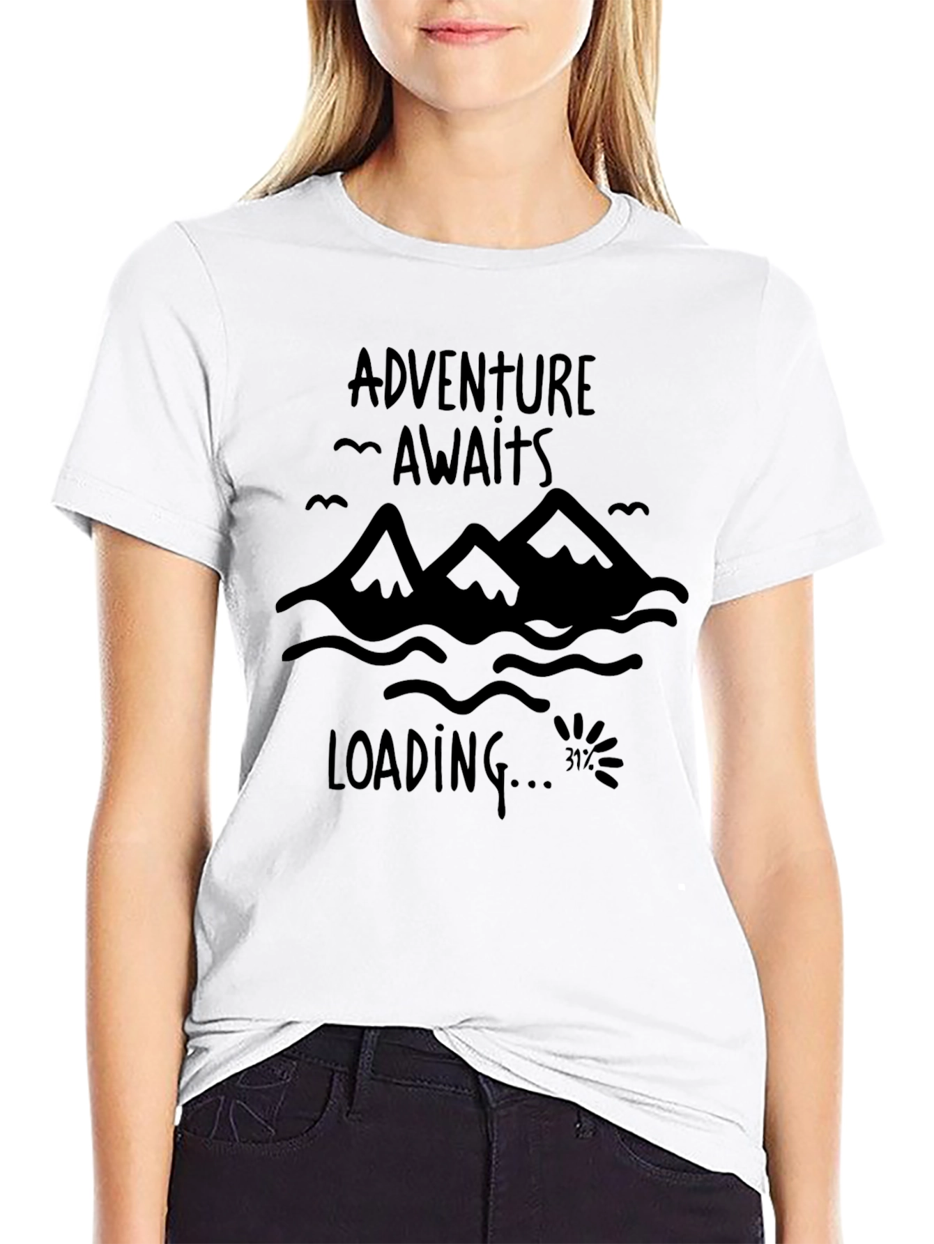 Adventure Awaits Mens Black Graphic T-Shirt