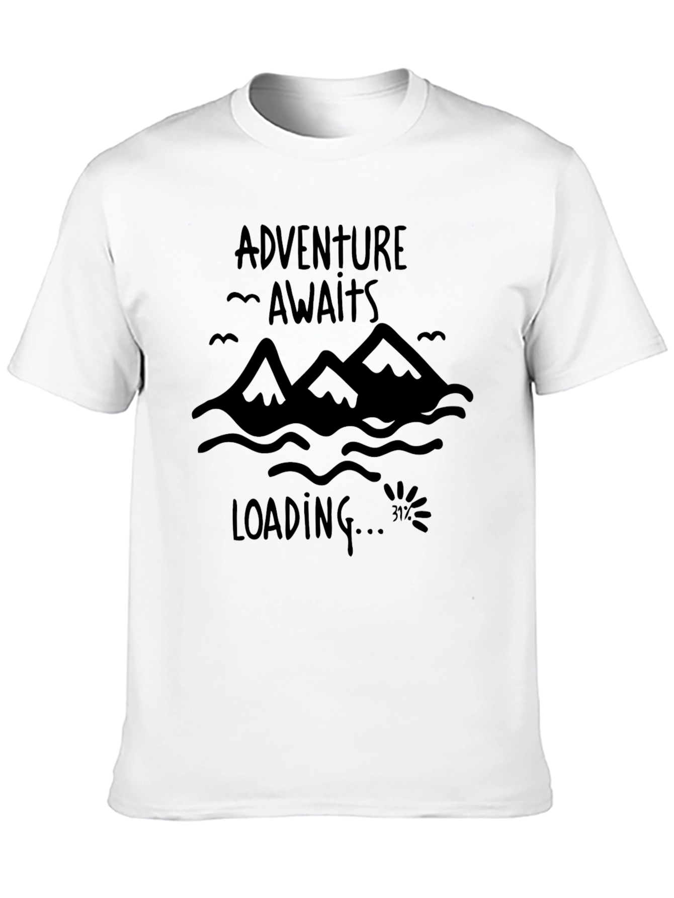 Adventure Awaits Mens Black Graphic T-Shirt