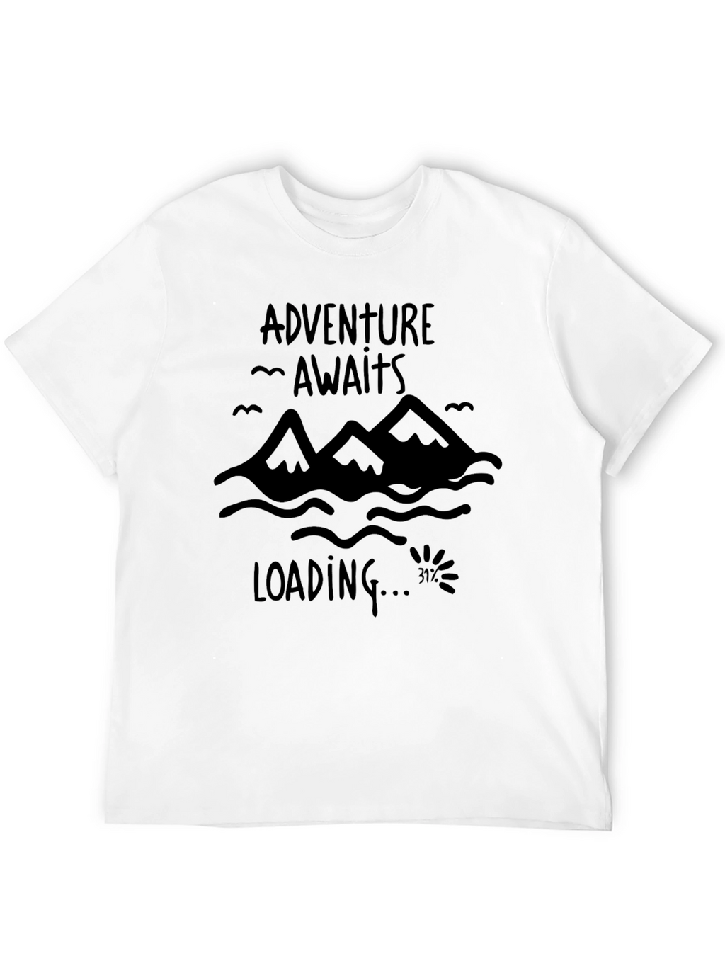 Adventure Awaits Mens Black Graphic T-Shirt