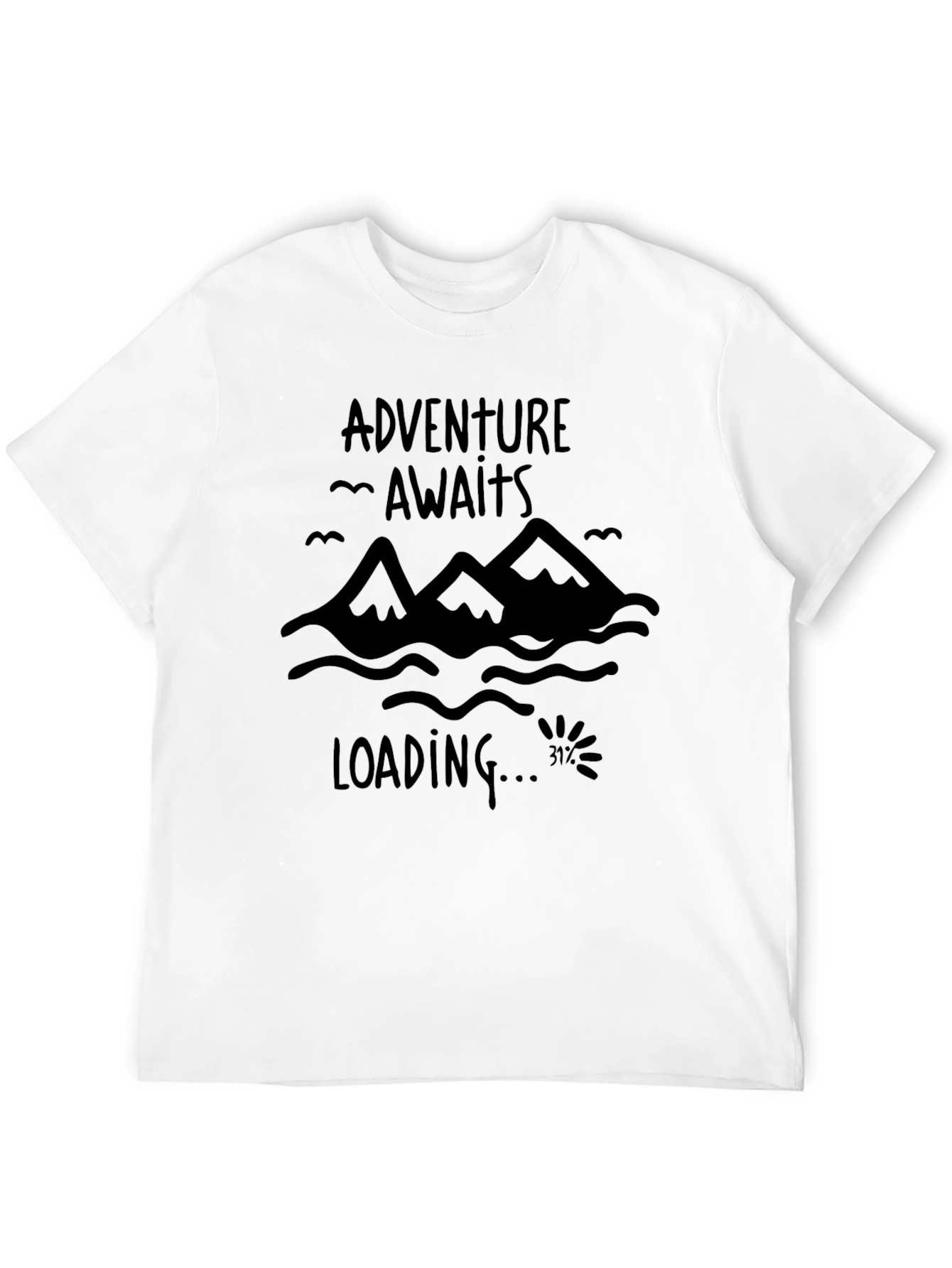 Adventure Awaits Mens Black Graphic T-Shirt