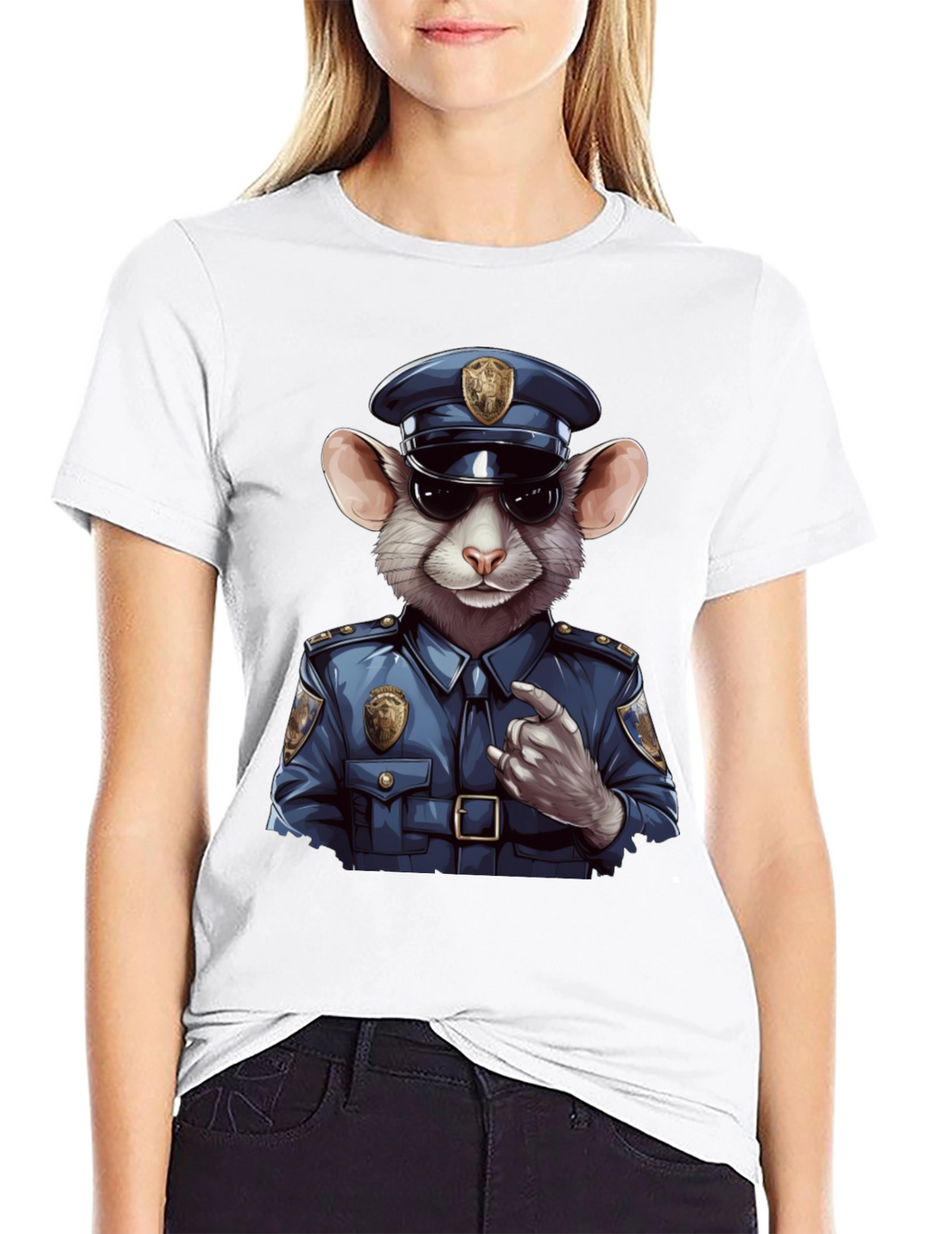 Mouse Cop T-Shirt - Funny Cartoon Animal Tee