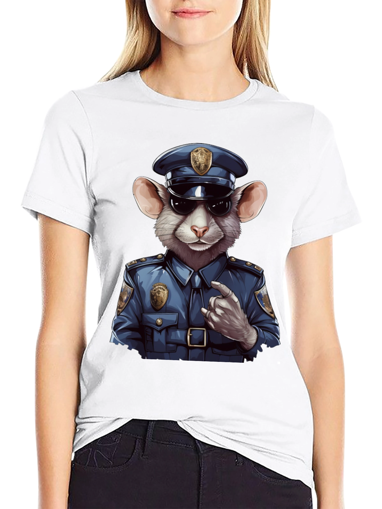 Mouse Cop T-Shirt - Funny Cartoon Animal Tee