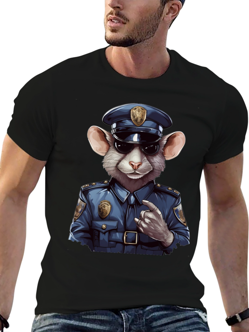 Mouse Cop T-Shirt - Funny Cartoon Animal Tee