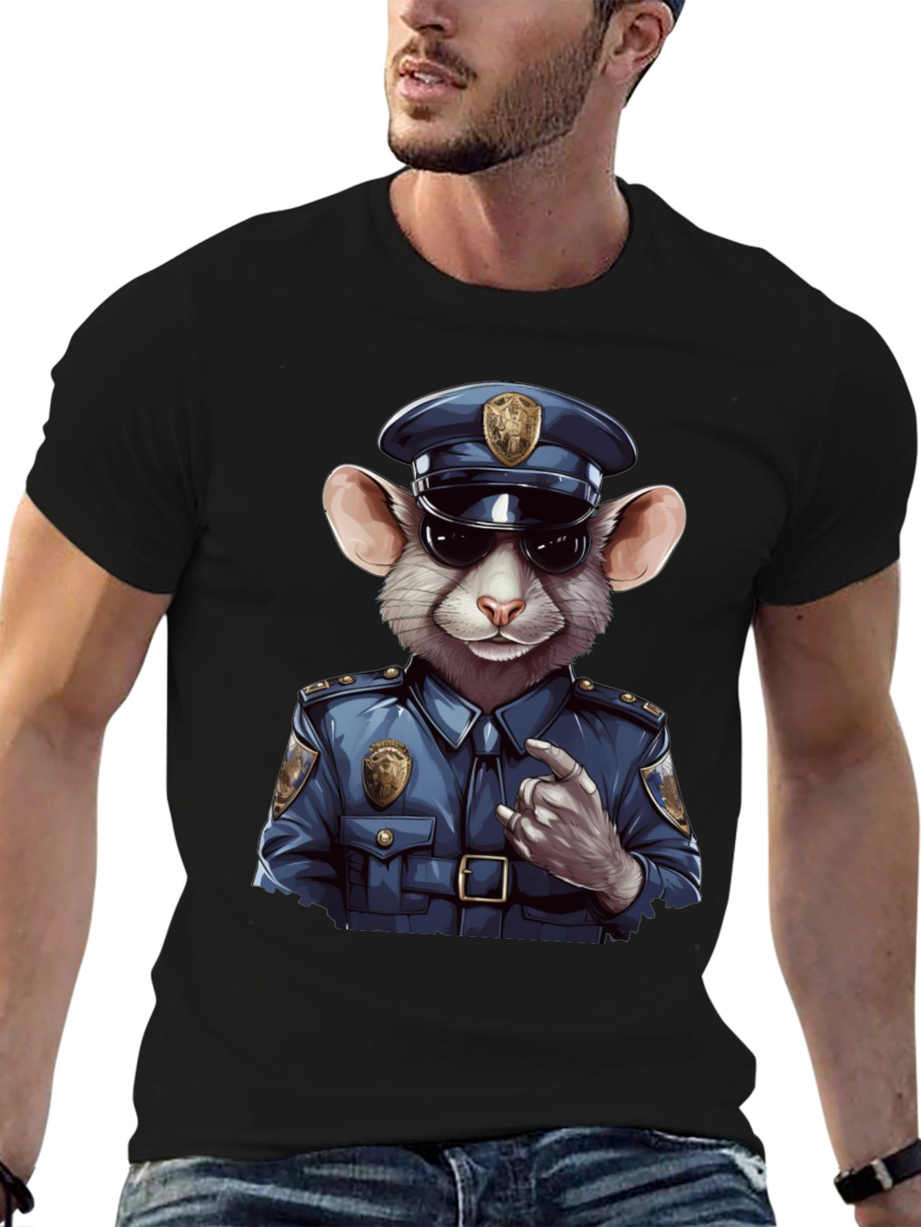 Mouse Cop T-Shirt - Funny Cartoon Animal Tee