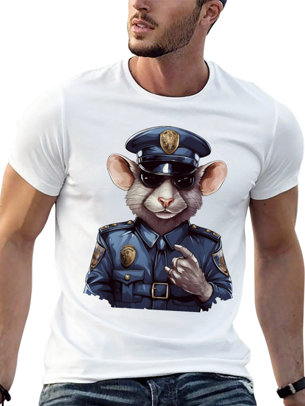 Mouse Cop T-Shirt - Funny Cartoon Animal Tee
