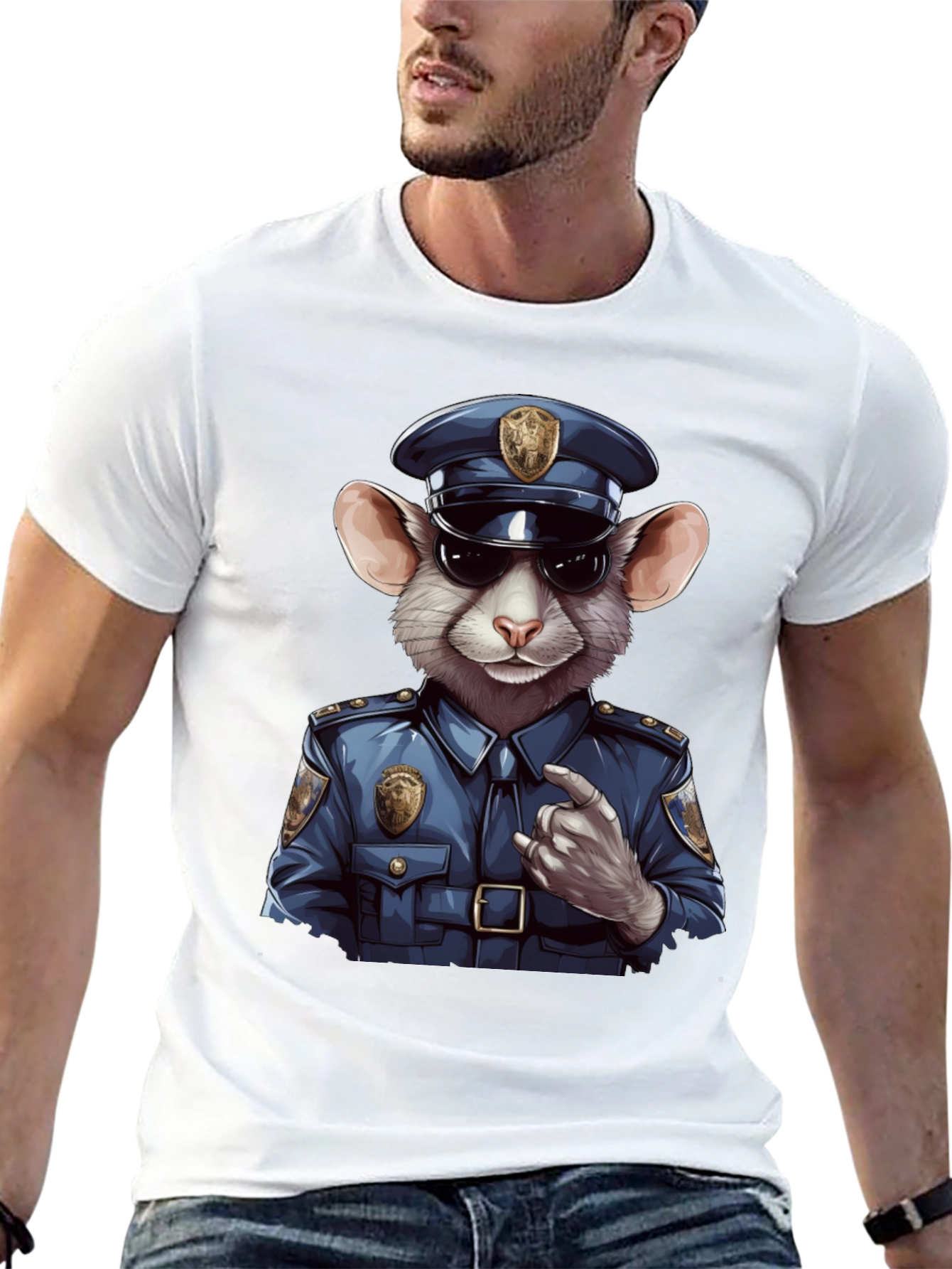 Mouse Cop T-Shirt - Funny Cartoon Animal Tee