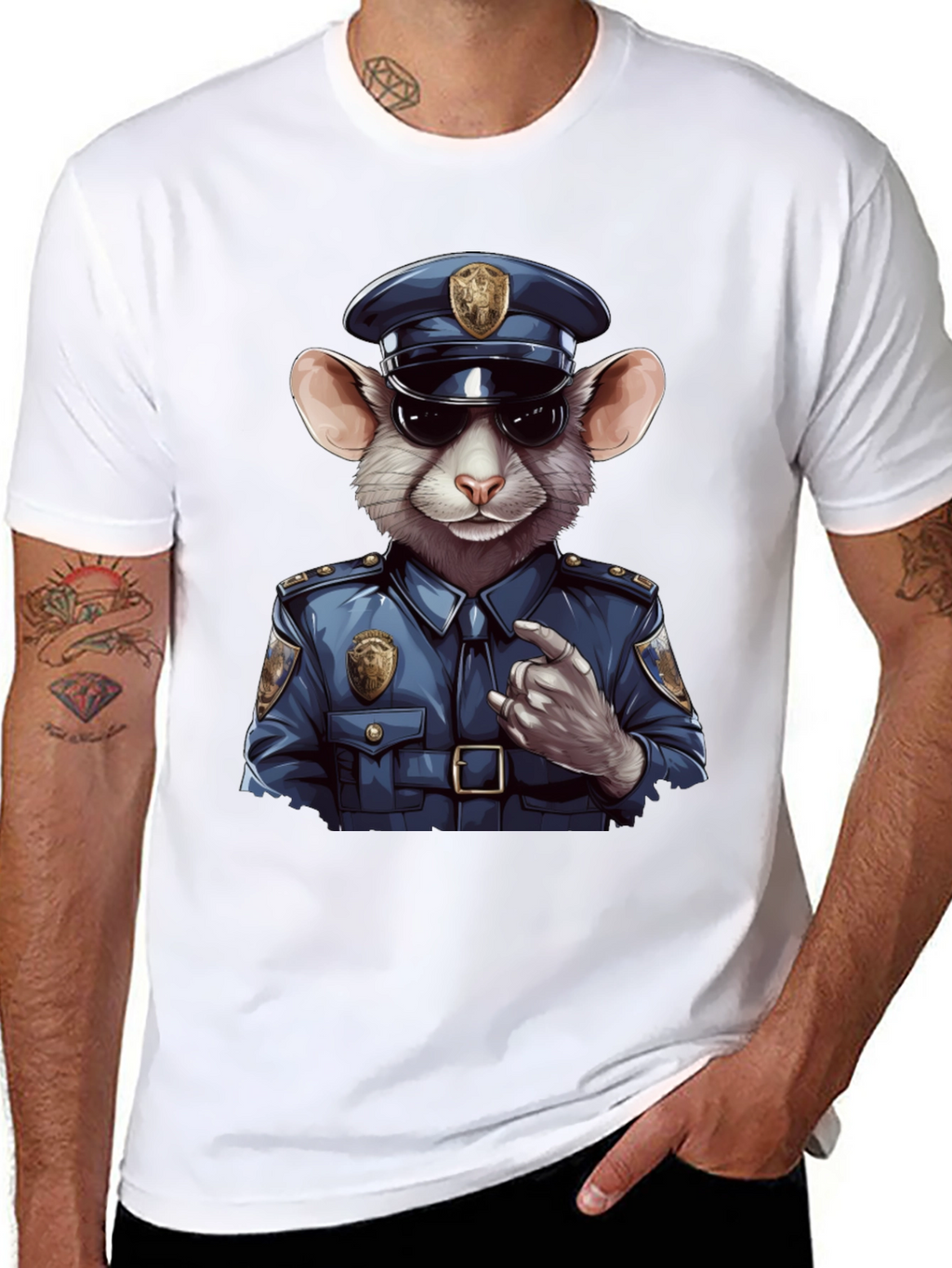 Mouse Cop T-Shirt - Funny Cartoon Animal Tee