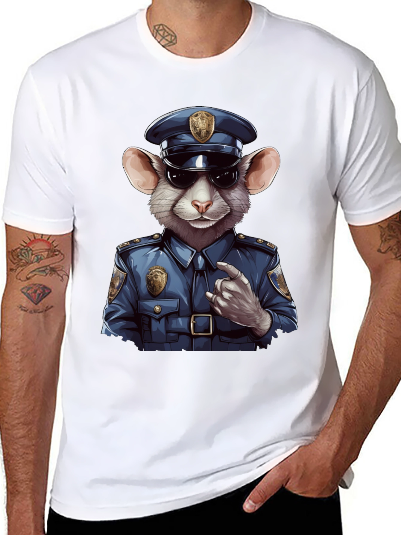 Mouse Cop T-Shirt - Funny Cartoon Animal Tee