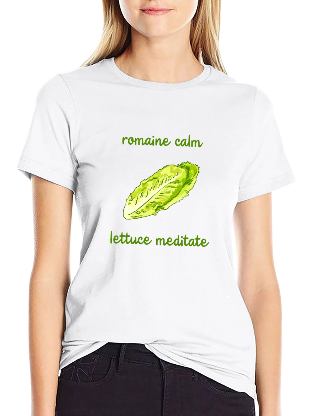Romaine Calm Lettuce Meditate T-Shirt - Black Cotton