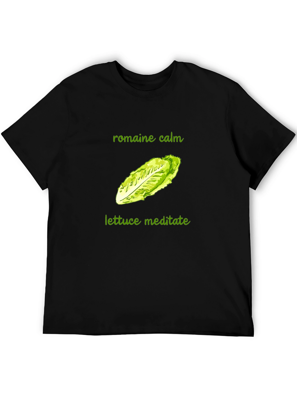 Romaine Calm Lettuce Meditate T-Shirt - Black Cotton