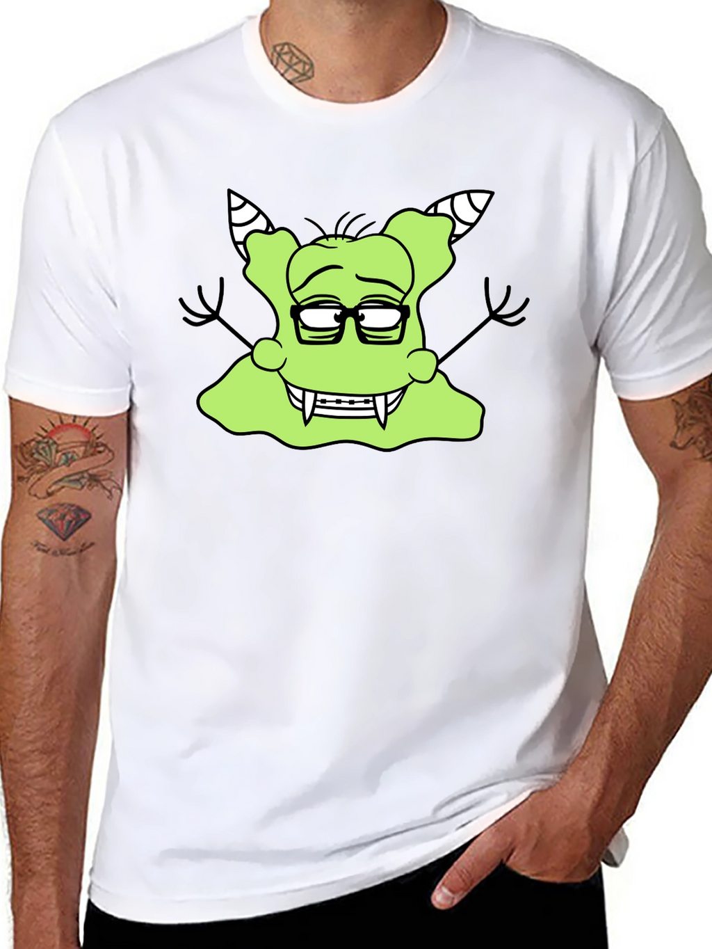 Nerdy Green Monster Graphic T-Shirt