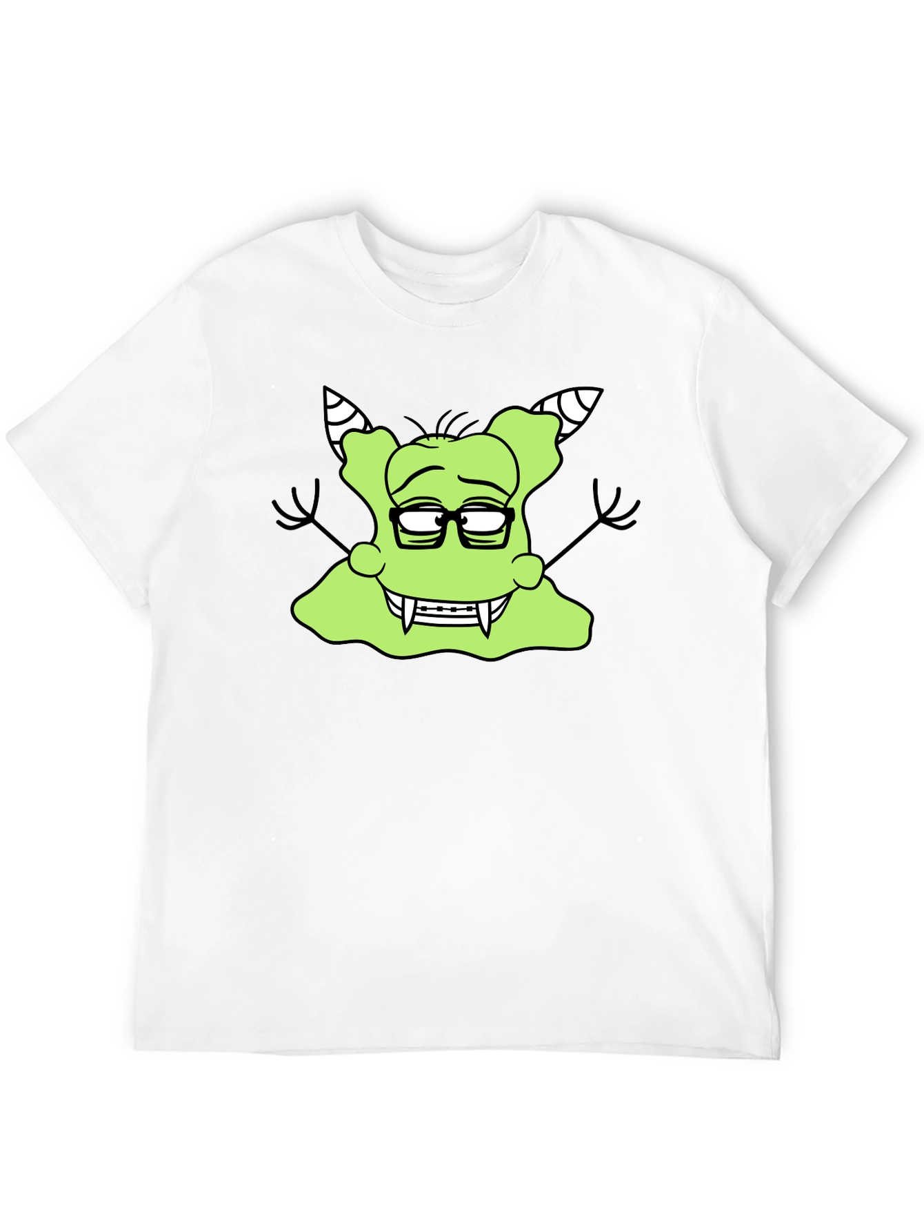 Nerdy Green Monster Graphic T-Shirt