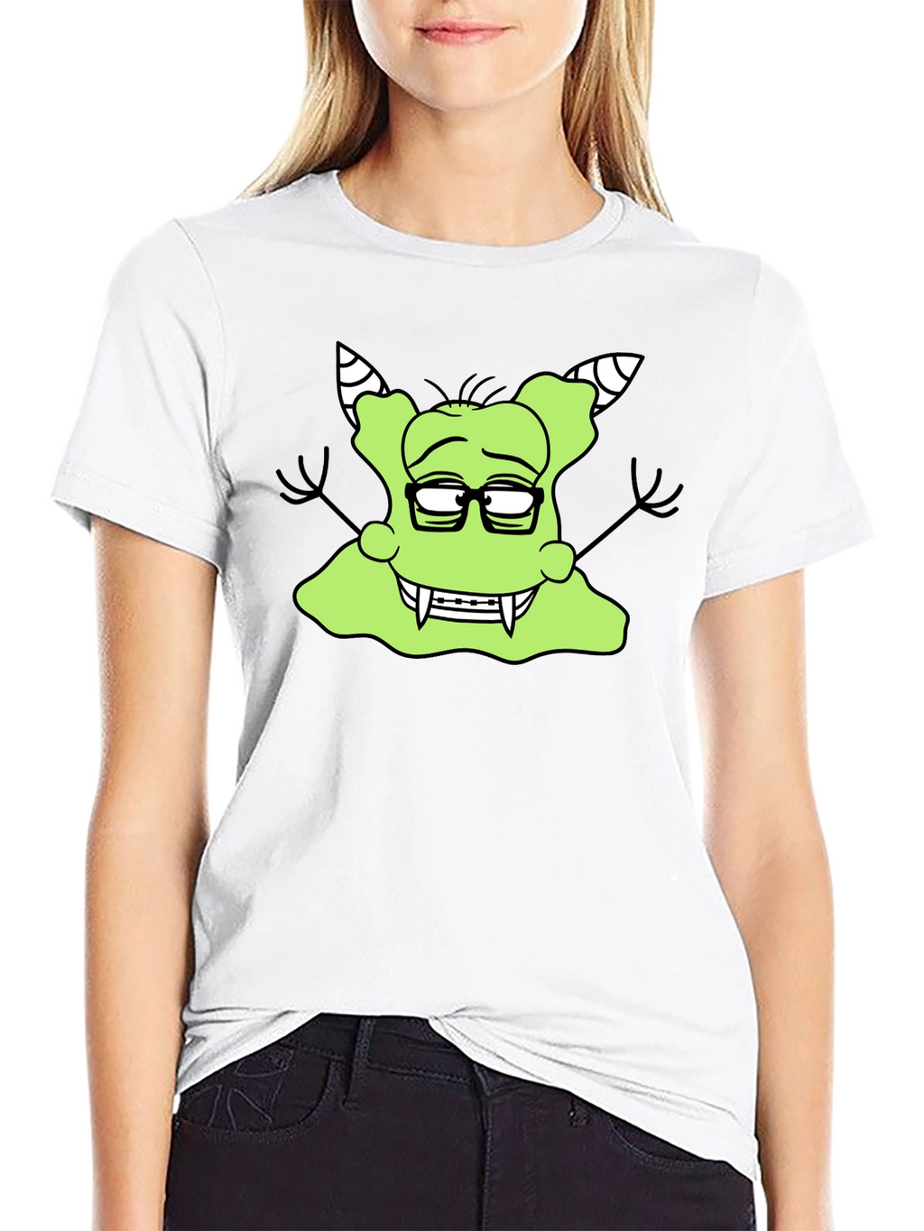 Nerdy Green Monster Graphic T-Shirt