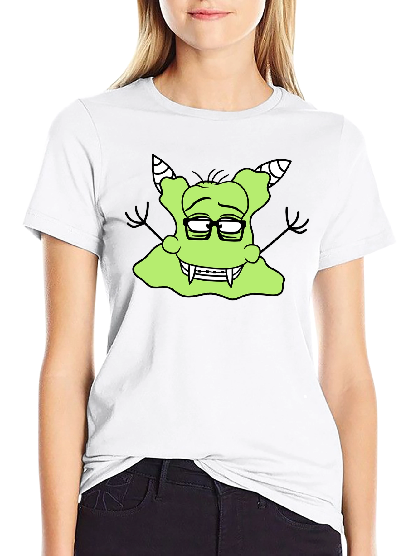 Nerdy Green Monster Graphic T-Shirt