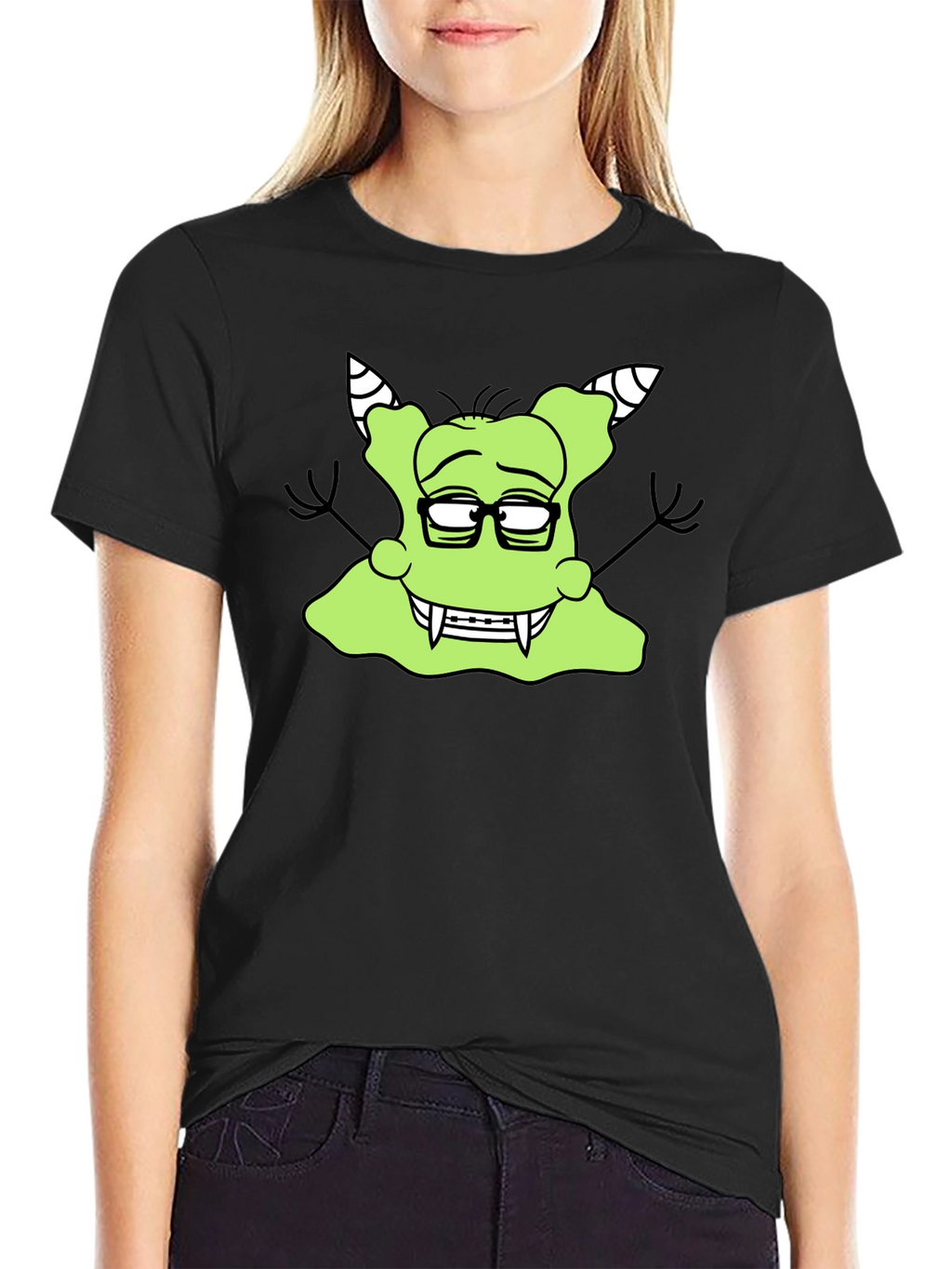 Nerdy Green Monster Graphic T-Shirt