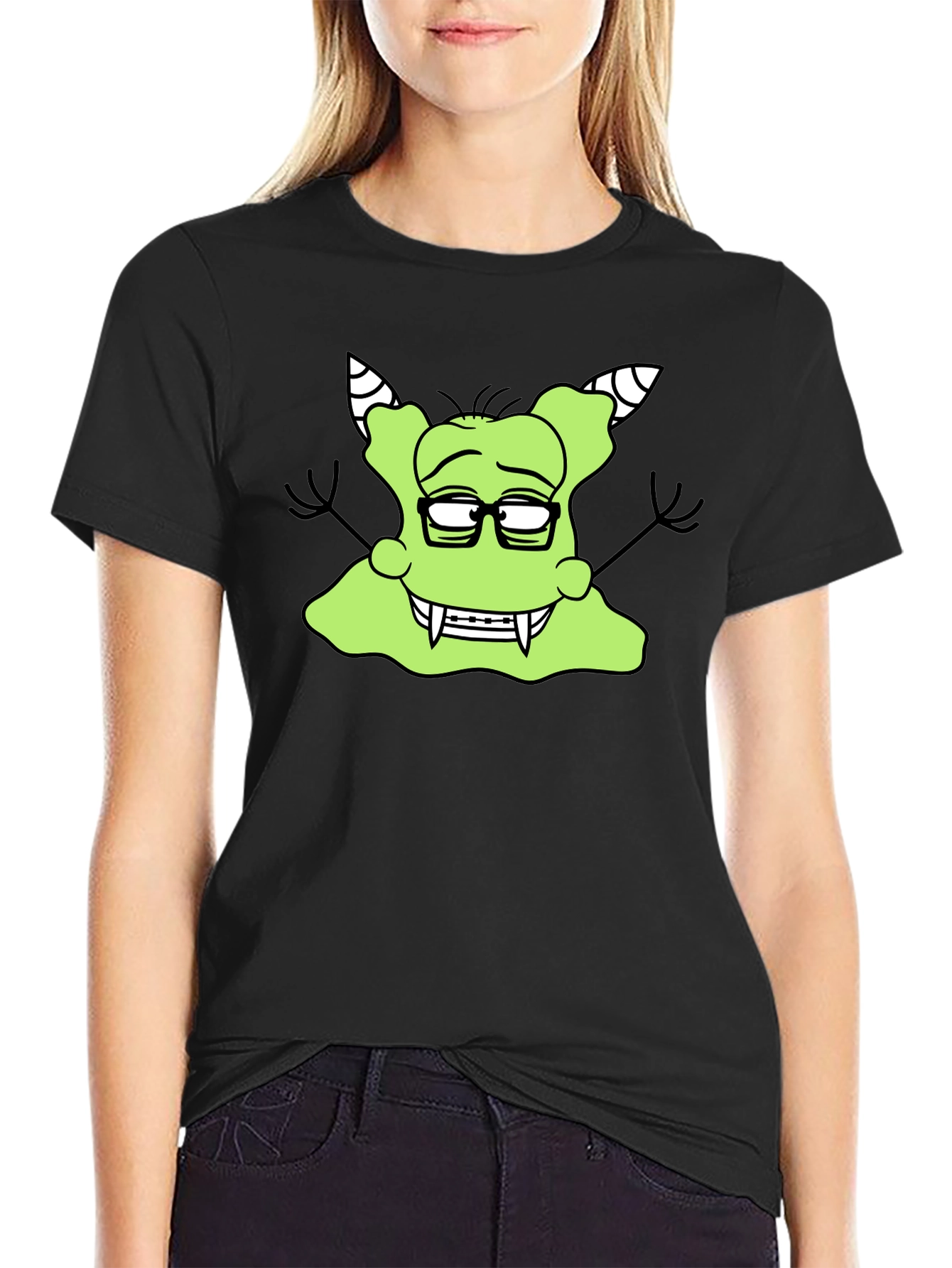 Nerdy Green Monster Graphic T-Shirt