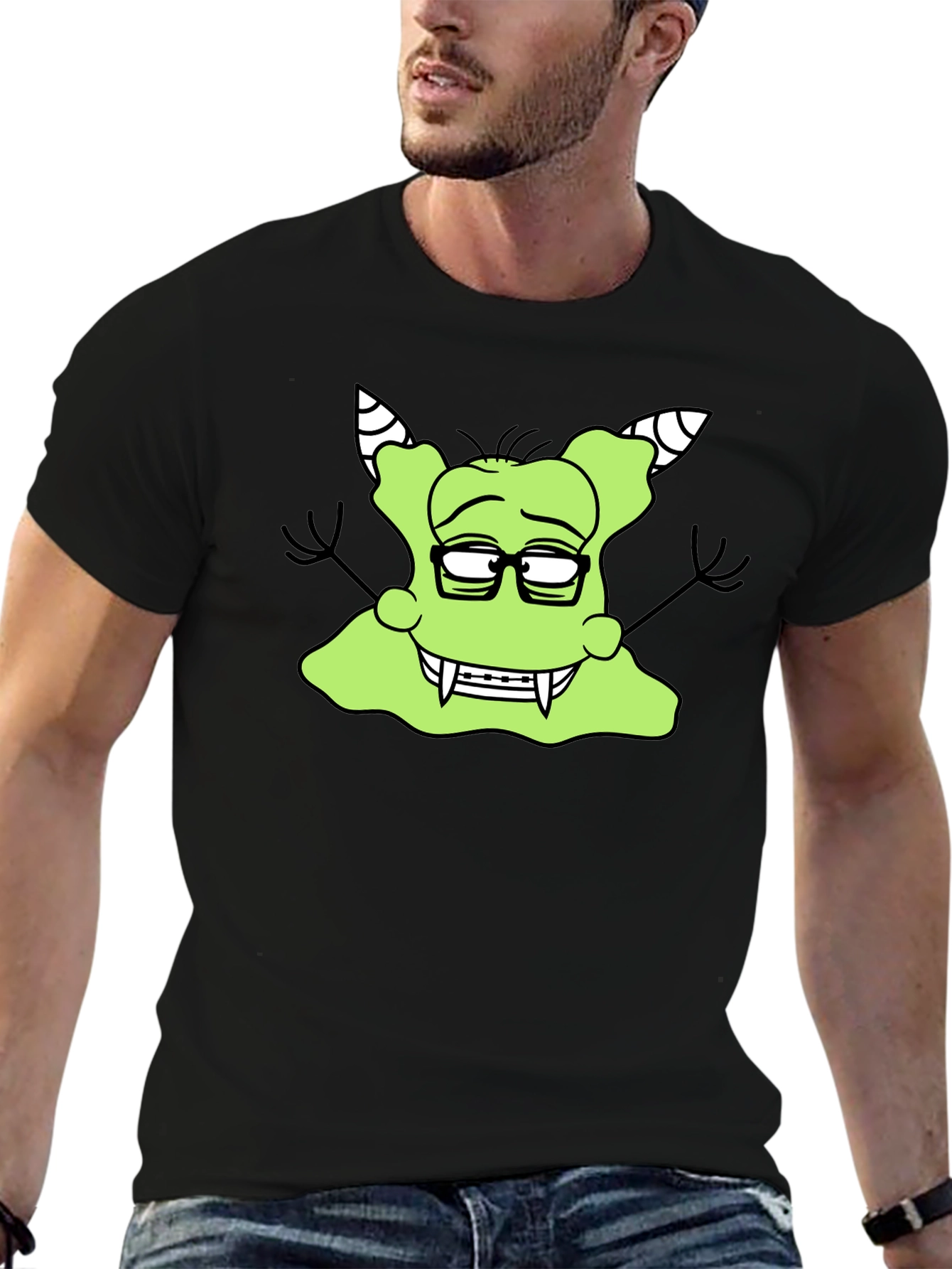 Nerdy Green Monster Graphic T-Shirt