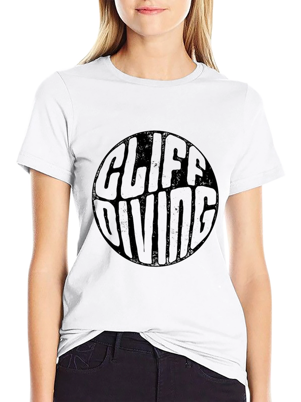Cliff Diving Graphic Tee - Black Cotton T-Shirt