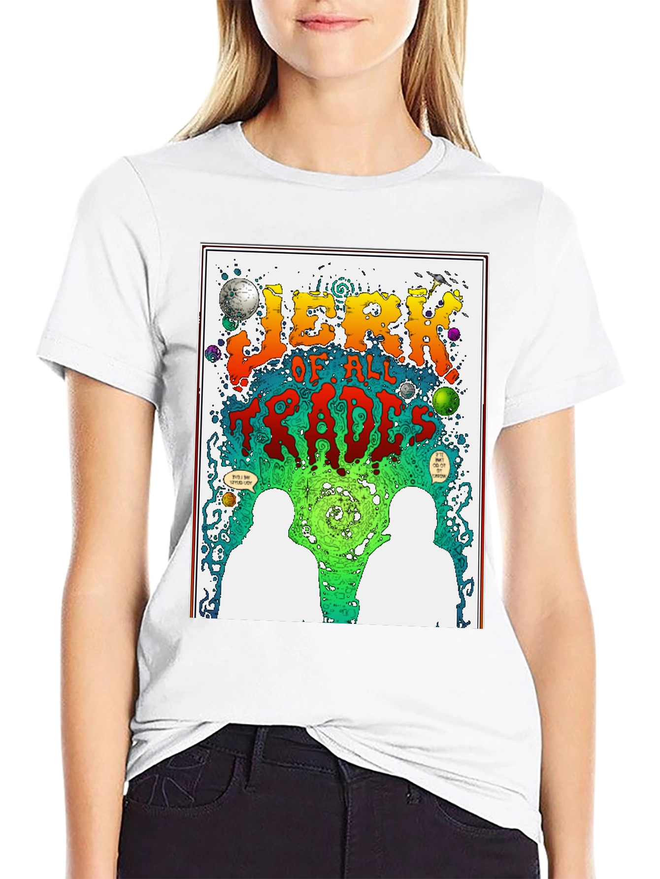 Jerk of All Trades Graphic Print Black T-Shirt