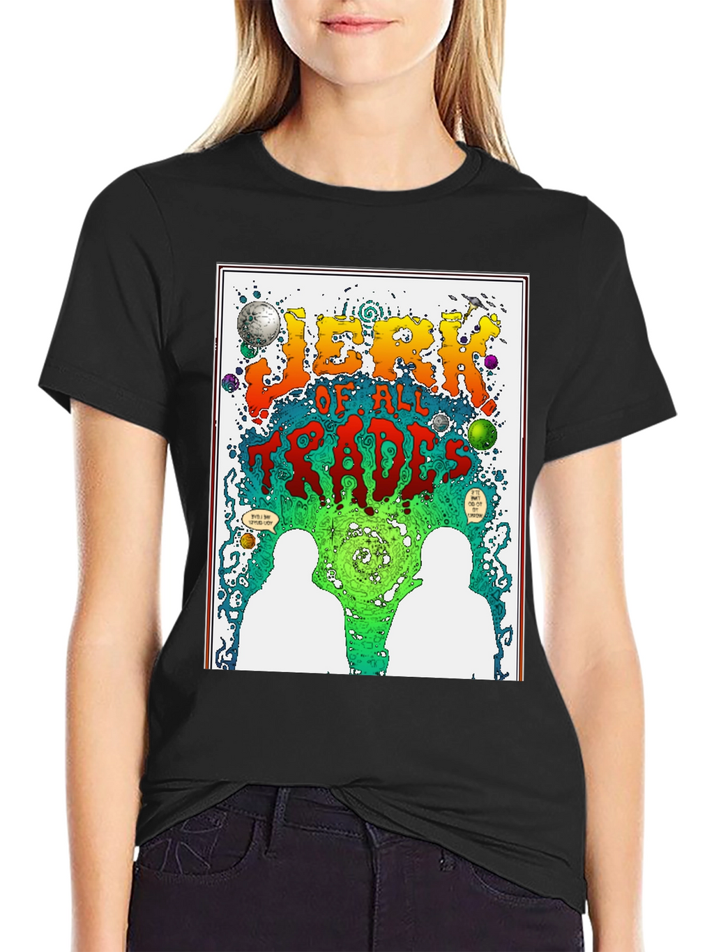 Jerk of All Trades Graphic Print Black T-Shirt