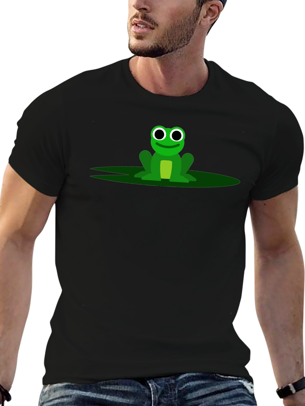 Frog Graphic Tee - Black Cotton T-Shirt