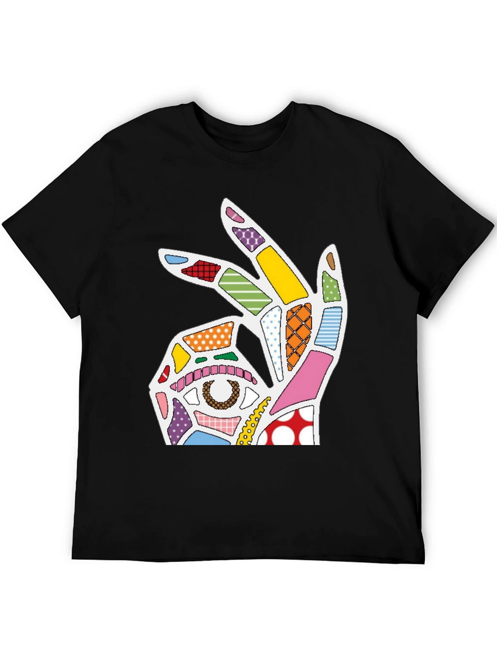 Abstract OK Hand Sign Graphic T-Shirt