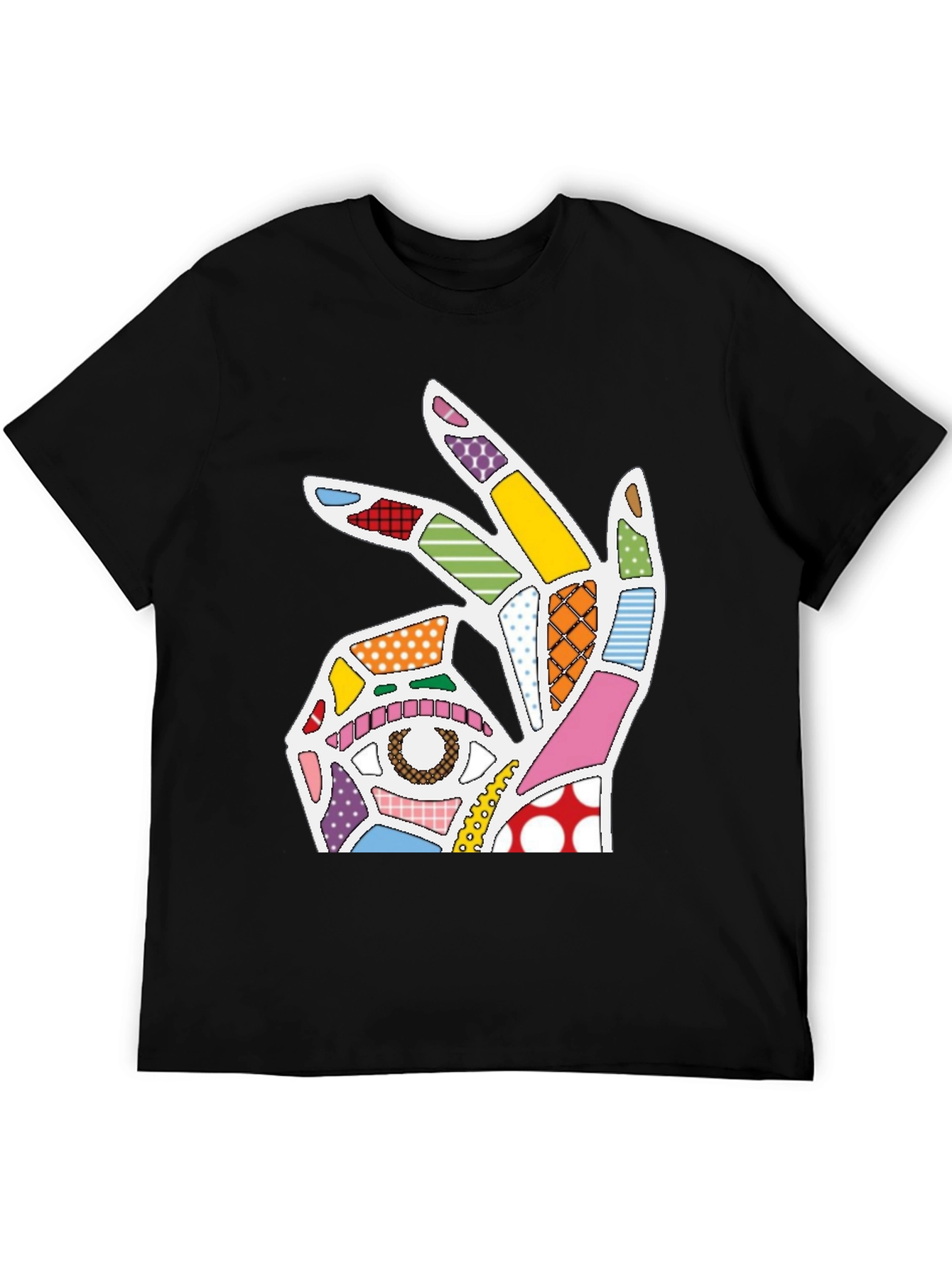Abstract OK Hand Sign Graphic T-Shirt