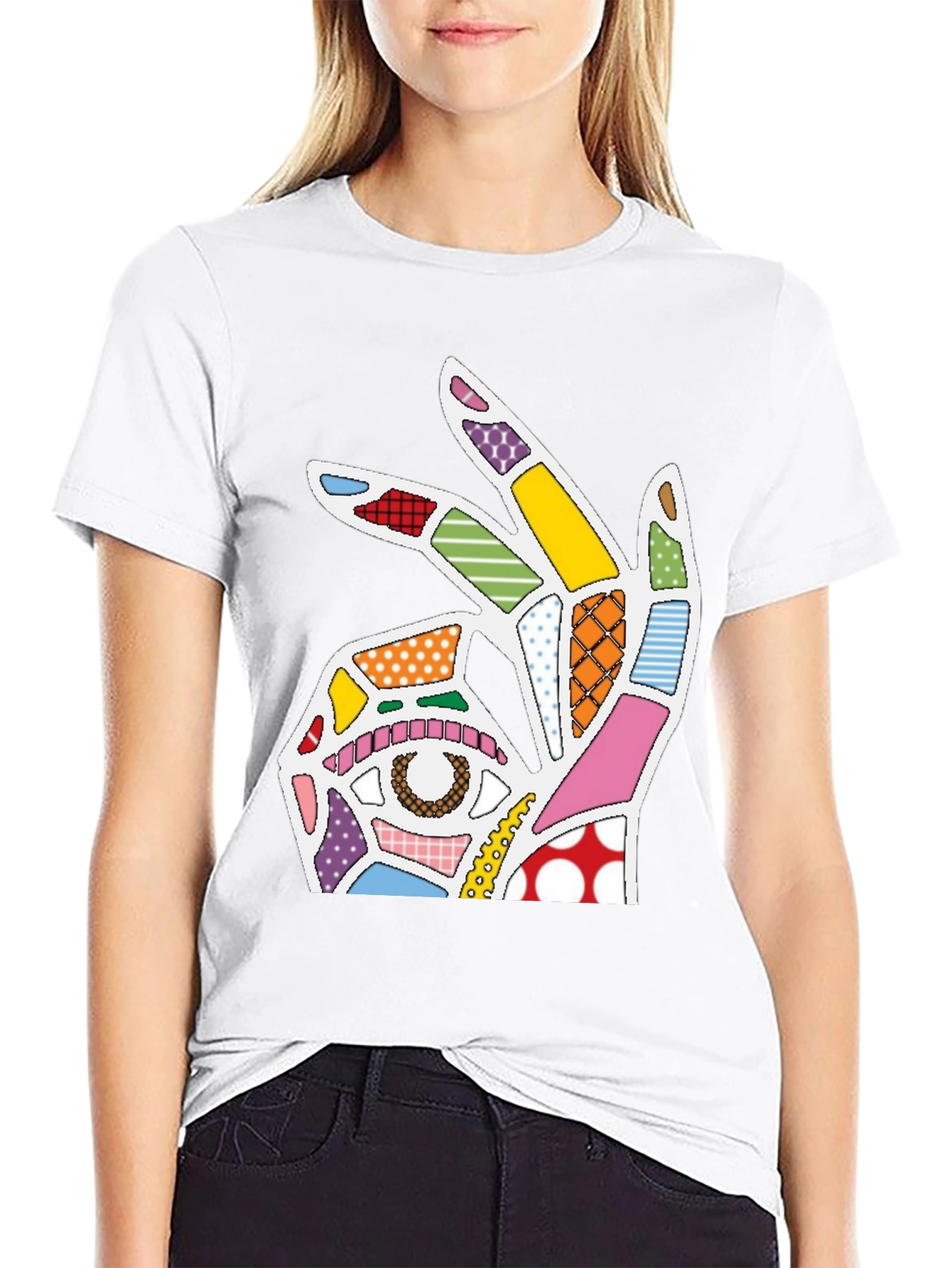 Abstract OK Hand Sign Graphic T-Shirt