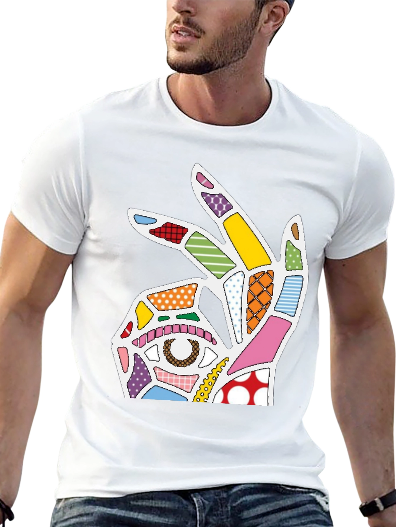 Abstract OK Hand Sign Graphic T-Shirt